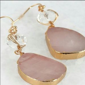 Rose Quartz and Glass Bead Hook Earings
